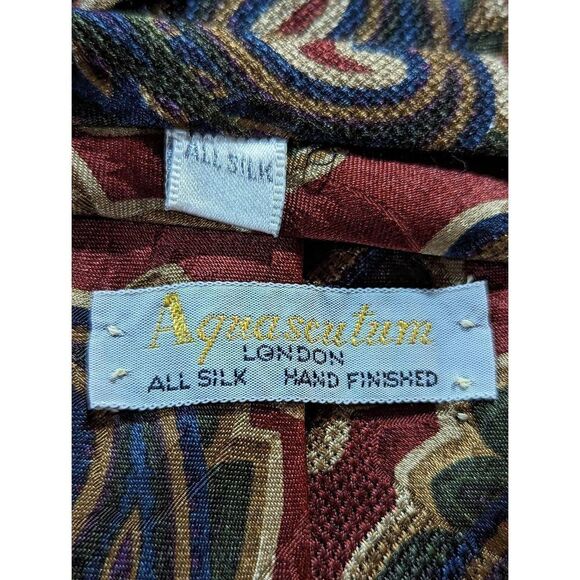 Aquascutum Men's Multicolor Paisley Silk Neck Tie - Picture 4 of 4